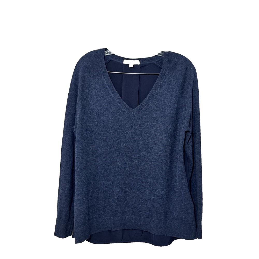 Banana Republic Navy merino wool long sleeve V Neck Poly Back sweater size M
